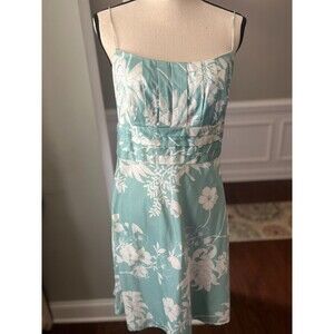 Ann Taylor Polished Cotton Dress w/Pleated Bodice & Spaghetti Straps Sz 10